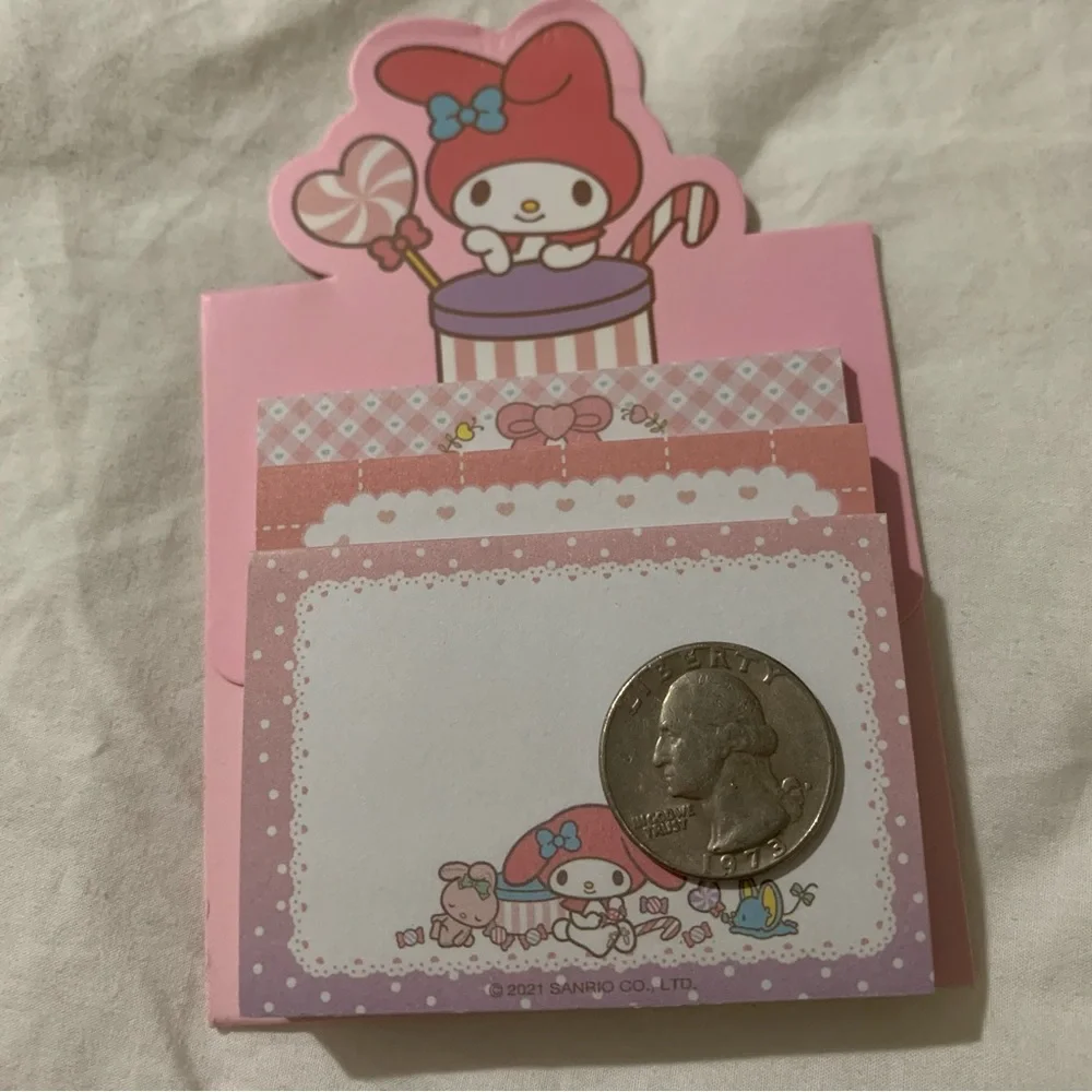 Pink My Melody 3 Layer Sticky Note Memo Slips with Built-in Holder